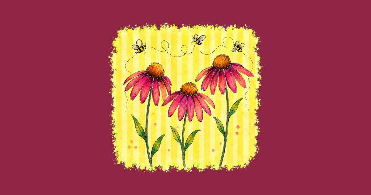 Coneflower with Stripes Long Sleeve T-Shirt - Image 2