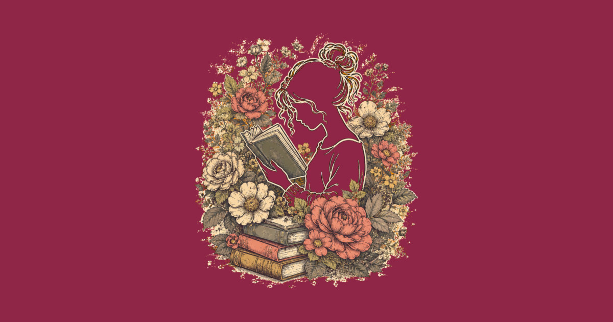 Vintage Floral Bookworm Aesthetic Long Sleeve T-Shirt - Image 2