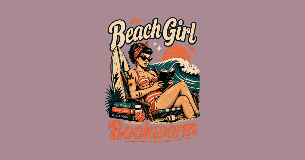 Beach Girl Bookworm T-Shirt - Image 2