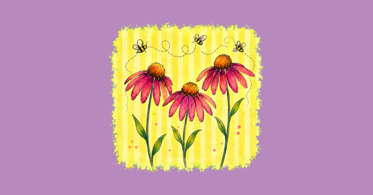 Coneflower with Stripes Kids T-Shirt - Image 2