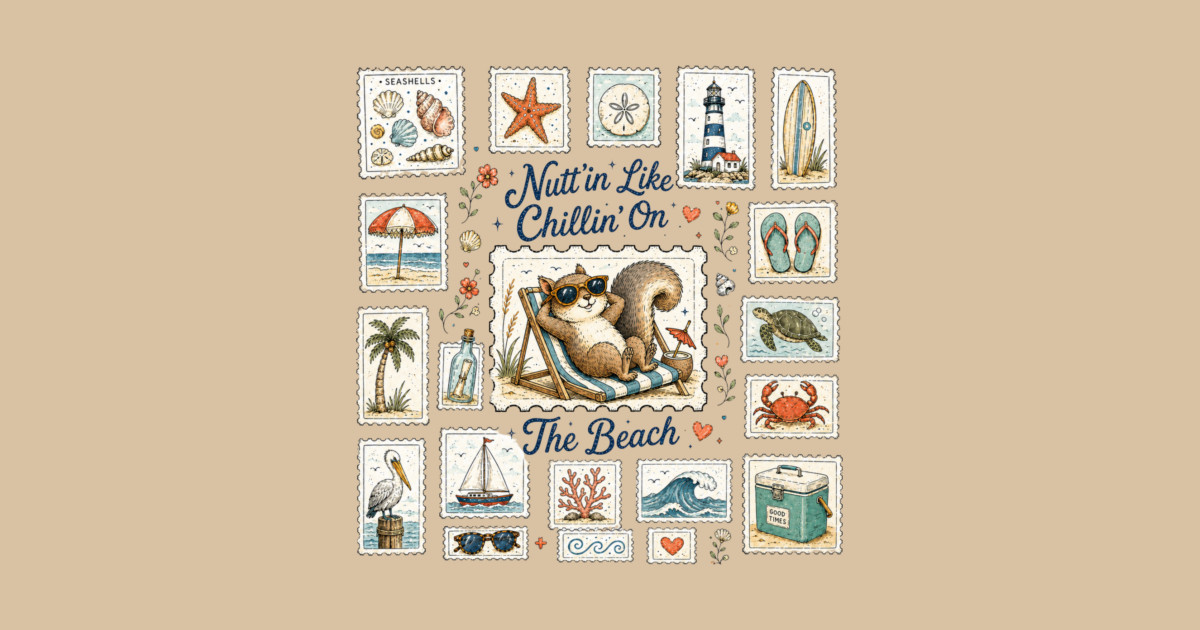 Nutt’in Like Chillin’ On The Beach - Silly Squirrel T-Shirt - Image 2