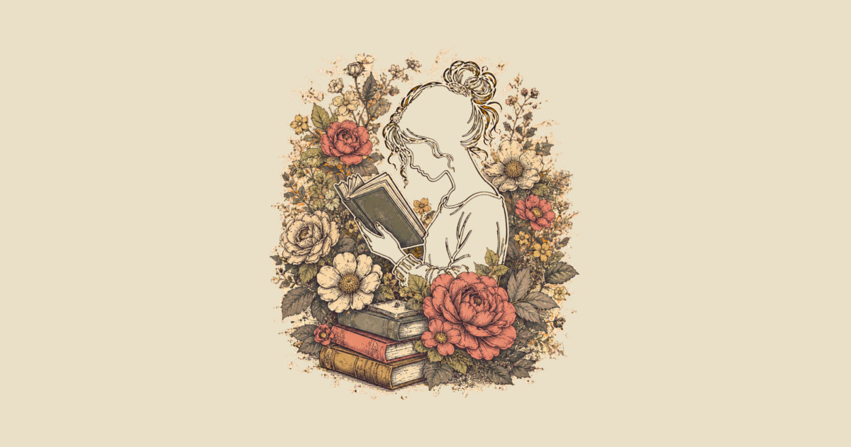 Vintage Floral Bookworm Aesthetic Tote - Image 2