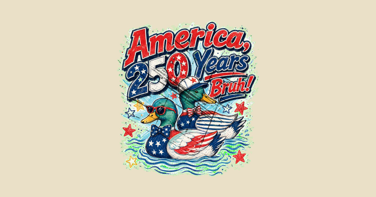 America 250 Years Bruh Funny Patriotic Duck 1776-2026 Crewneck Sweatshirt - Image 2