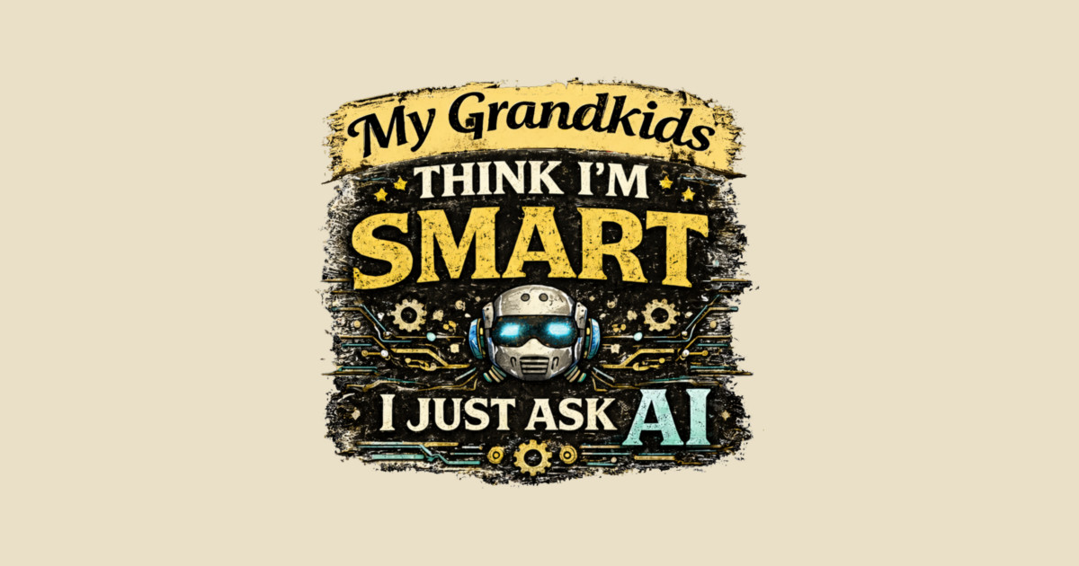 My Grandkids Think I'm Smart, I Just Ask AI - Funny Crewneck Sweatshirt - Image 2