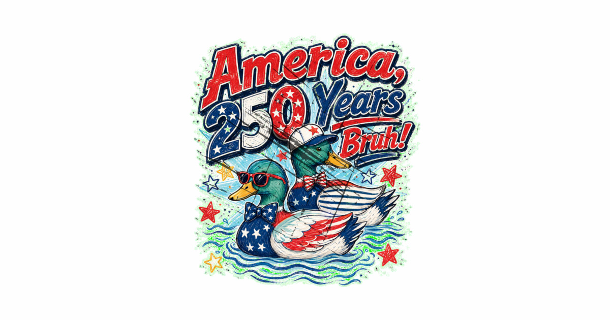 America 250 Years Bruh Funny Patriotic Duck 1776-2026 Baseball T-Shirt - Image 2