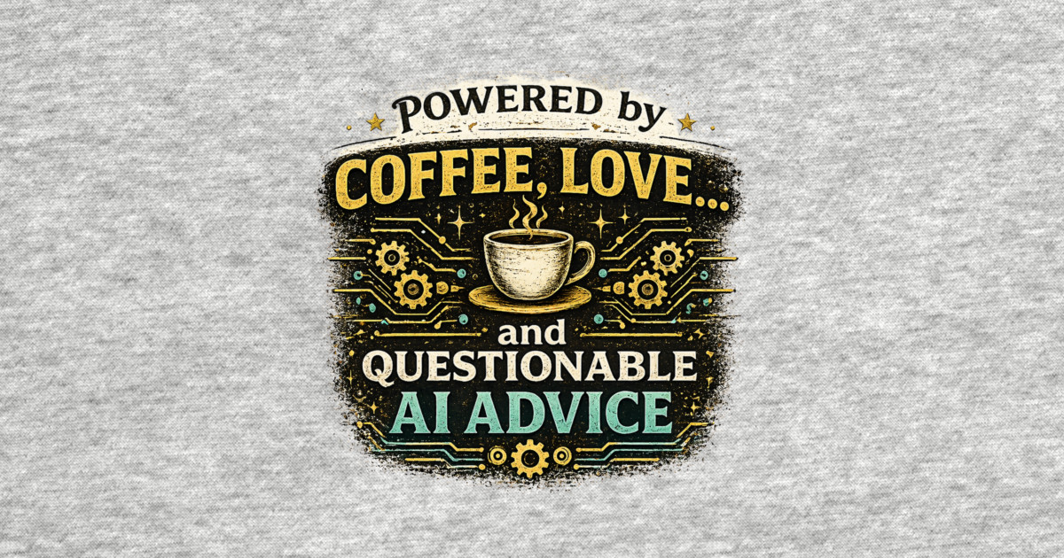 Powered by Coffee, Love, and Questionable AI Advice Crewneck Sweatshirt - Image 2