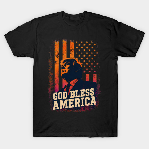 Trump God Bless America Patriotic Flag T-Shirt